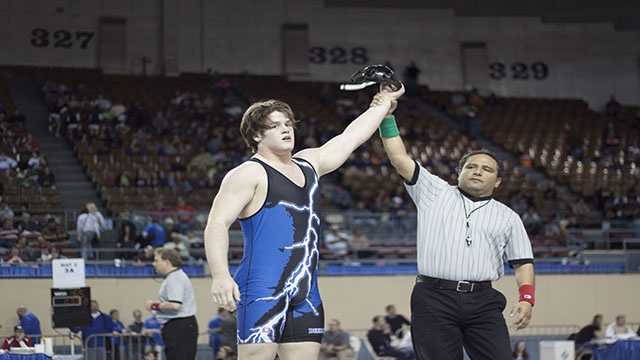 Antler pride Austing Loomis of Deer Creek won third place in the Class 5A 220 lbs. consolation finals.