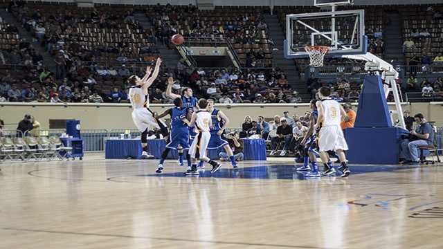 Fine Tuning Tyler Tune shoots from the field during his teams Class B boys championship win on Saturday.