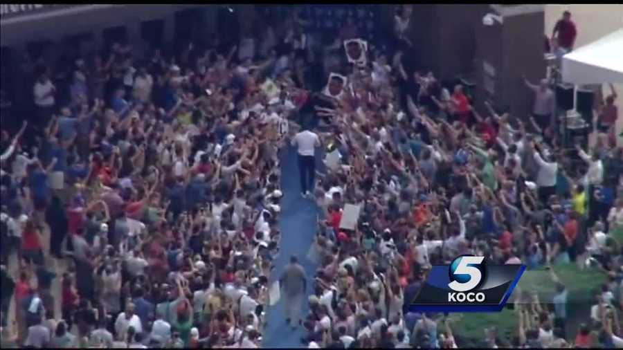 Fans pack outside Chesapeake Energy Arena to greet Russell Westbrook