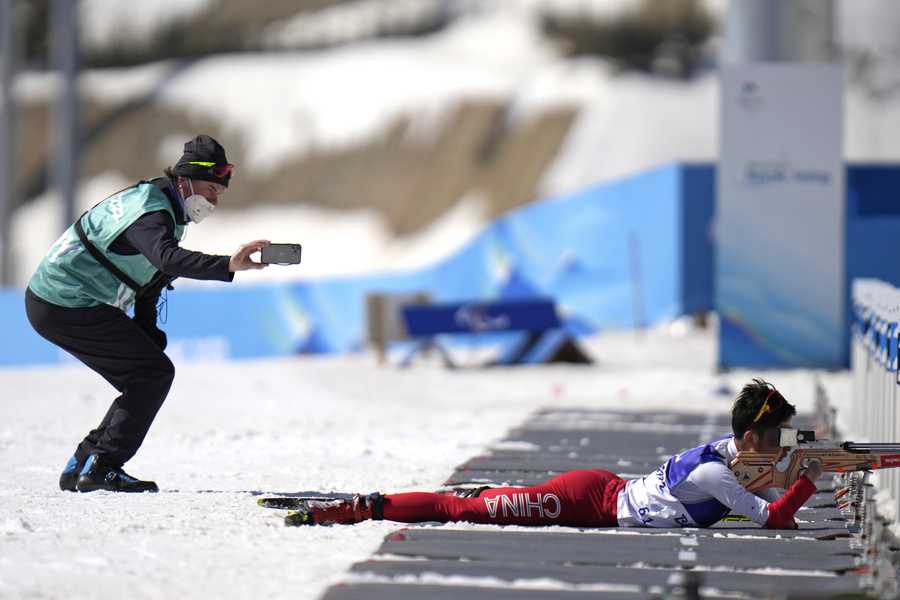 Paralympic Games A jury records China's Liu Xiaobin shooting during the men's middle distance standing event at the 2022 Winter Paralympics, Tuesday, March 8, 2022, in Zhangjiakou, China.