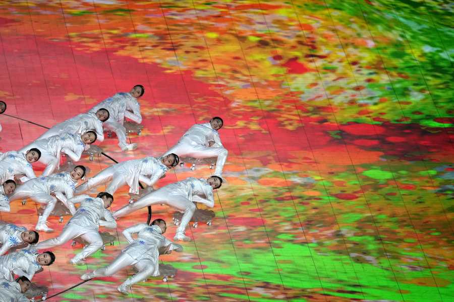 Paralympic Games Participants perform during the opening ceremony at the 2022 Winter Paralympics, Friday, March 4, 2022, in Beijing.