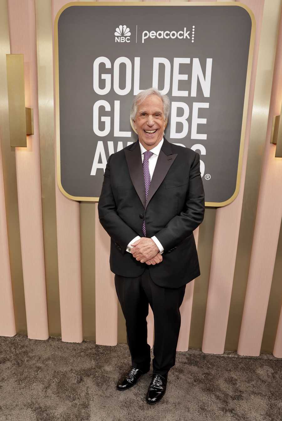 NBC's 80th Annual Golden Globe Awards - Red Carpet 80th annual golden globe awards pictured henry winkler arrives at the 80th annual golden globe awards held at the beverly hilton hotel on january 10, 2023 in beverly hills, california photo by todd williamsonnbc via getty images