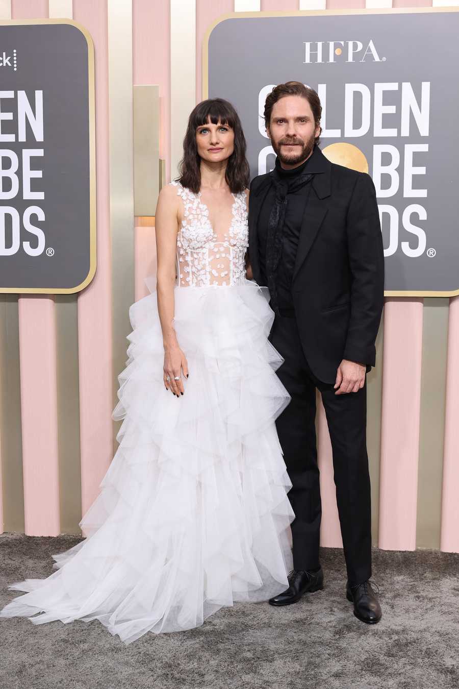 80th Annual Golden Globe Awards - Arrivals beverly hills, california january 10 l r felicitas rombold and daniel brühl attend the 80th annual golden globe awards at the beverly hilton on january 10, 2023 in beverly hills, california photo by amy sussmangetty images
