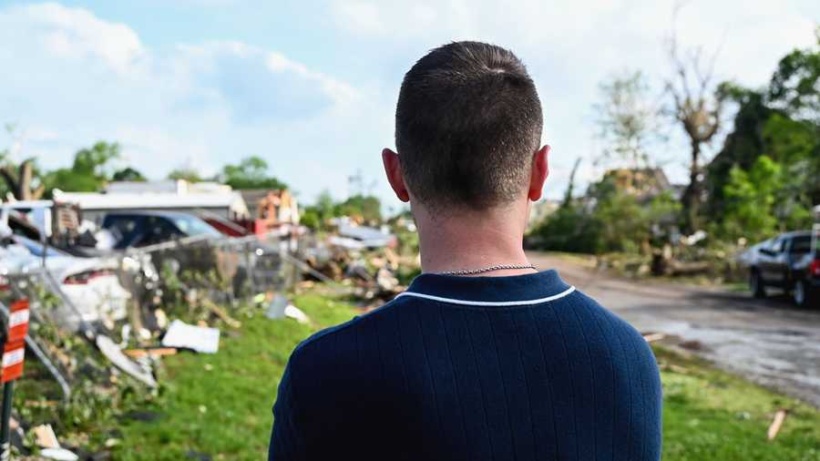 A tornado leaves damage to downtown Sulphur, Oklahoma, on April 27, 2024. A tornado leaves damage to downtown sulphur, oklahoma, on april 27, 2024.