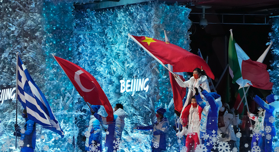 Olympics closing ceremony Flag bearers march into the stadium during the closing ceremony of the 2022 Winter Olympics, Sunday, Feb. 20, 2022, in Beijing.